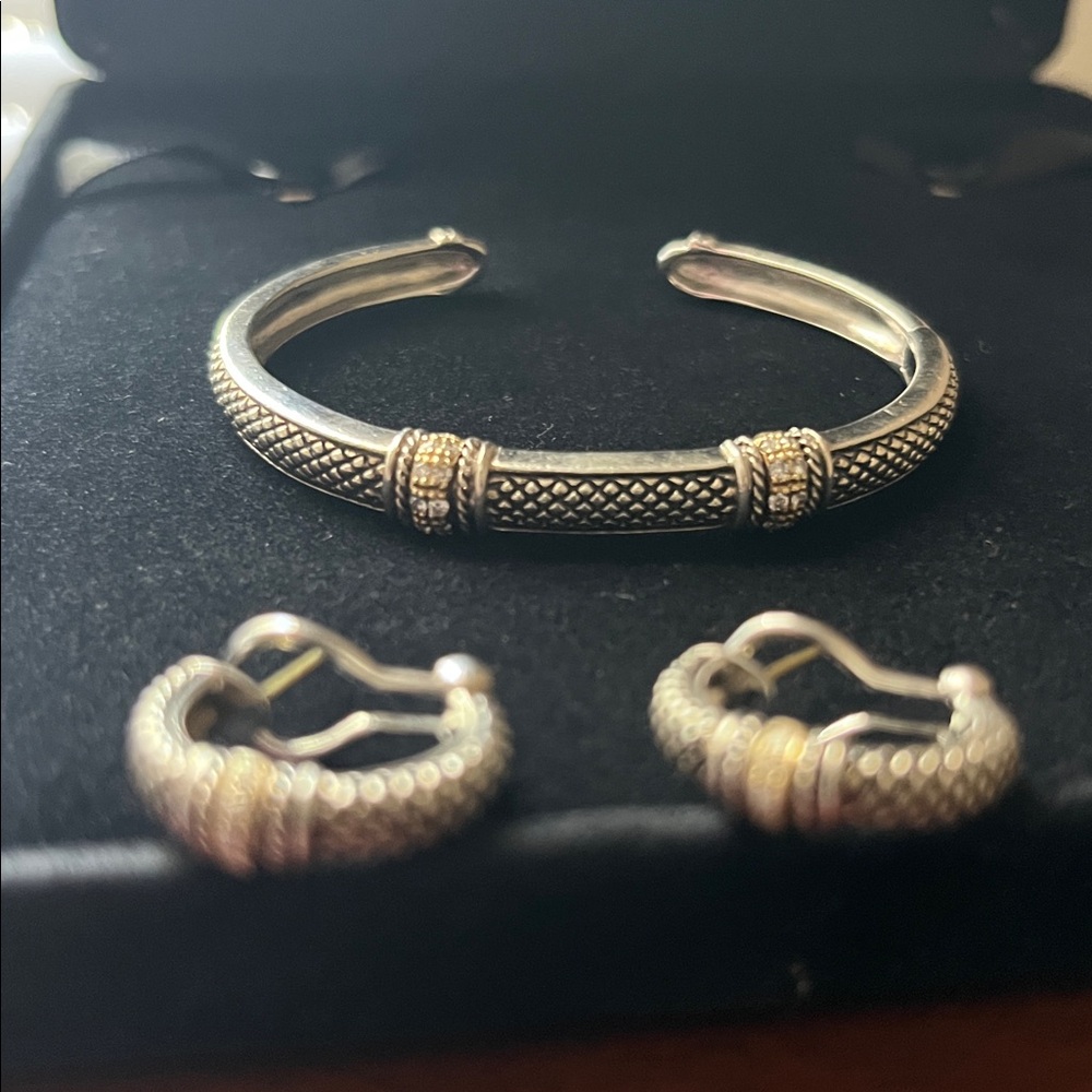 925 18k diamond Bracelet and Earring Set - Picture 7 of 10